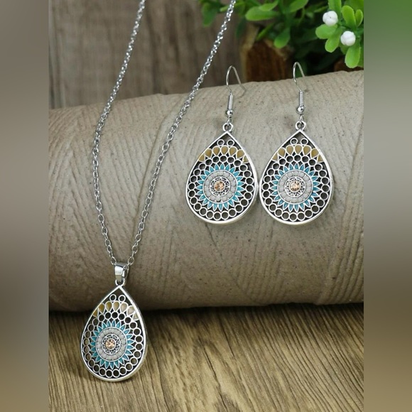 3Pc Boho Earring & Necklace Set NWT - Picture 2 of 7